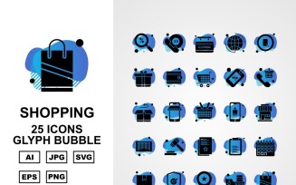 25 Premium Business Glyph Bubble Icon Set