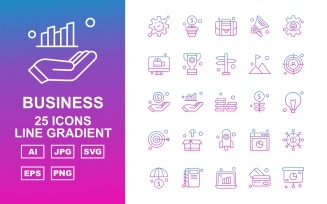 25 Premium Business Line Gradient Icon Set