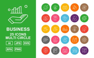 25 Premium Business Multi Circle Icon Set