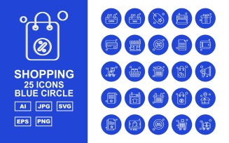 25 Premium Smoking Blue Circle Pack Icon Set