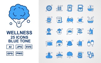 25 Premium Wellness Blue Tone Icon Set
