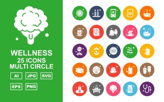 25 Premium Wellness Multi Circle Icon Set