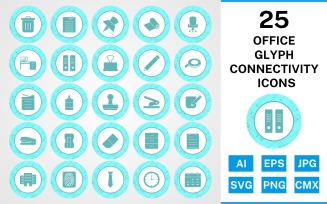 25 Office Glyph Connectivity Icon Set