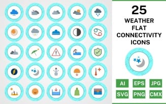 25 Weather Flat Connectivity Icon Set