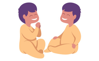 Baby Twins on White - Illustration