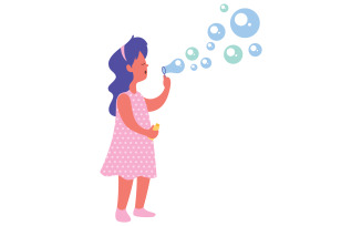 Blowing Bubbles on White - Illustration