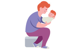 Dad and Baby on White - Illustration