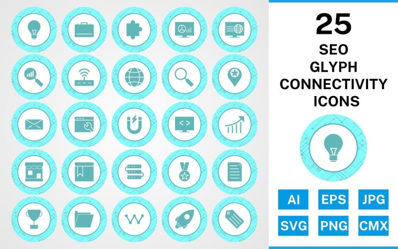 25 Seo Glyph Connectivity Icon Set