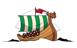 Viking Ship Mascot - Illustration