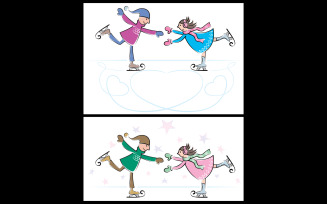 Ice Skating Couple - Illustration