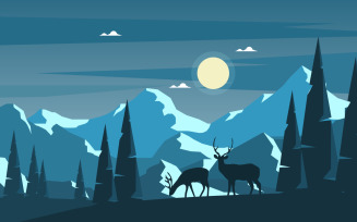 Mountain Deer Nature - Illustration