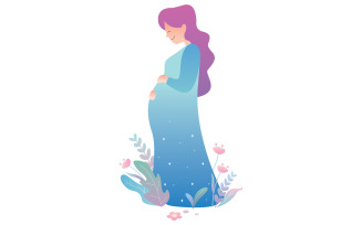 Pregnant Woman on White - Illustration