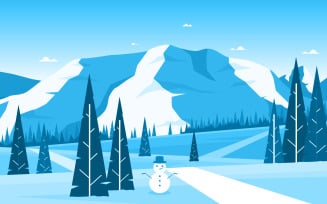 Snow Pine Landscape - Illustration