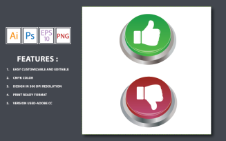 Thumbs Up and Down Button Vector Design - Illustration