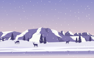 Winter Snow Mountain - Illustration