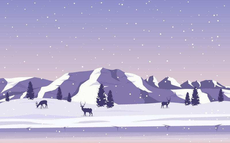 Winter Snow Mountain - Illustration