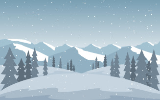 Winter Snowfall Mountain - Illustration