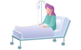 Woman in Hospital on White - Illustration