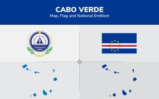 Cabo Verde Map, Flag and National Emblem - Illustration