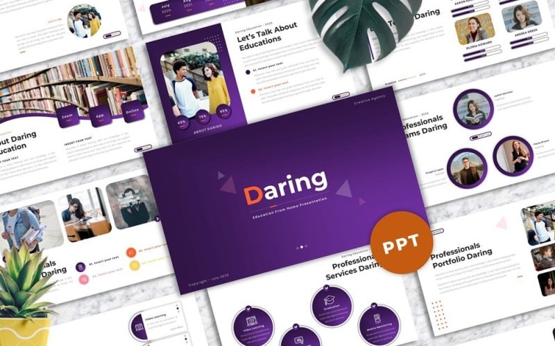 Daring - Education PowerPoint template PowerPoint Template