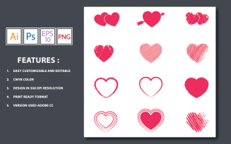 Heart Valentine Vector Design Set - Illustration