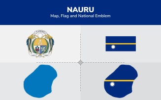 Nauru Map, Flag and National Emblem - Illustration