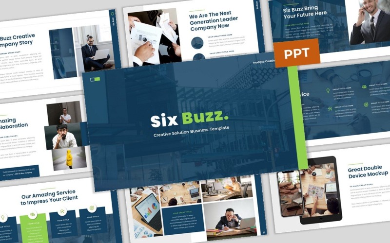 Six Buzz - Creative Business PowerPoint template PowerPoint Template