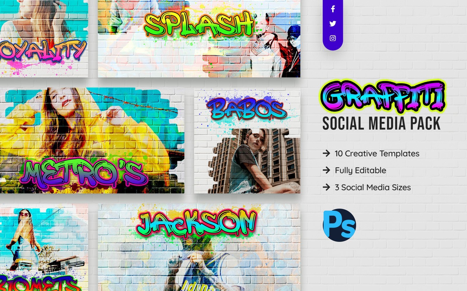 Kit Graphique #145199 Graffiti Social Divers Modles Web - Logo template Preview