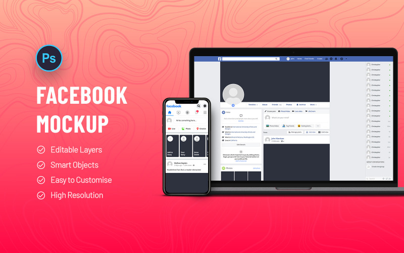 Facebook Mobile & Desktop Screen product mockup Product Mockup