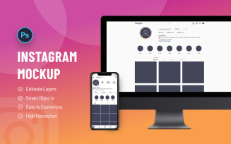 Instagram Mobile & Desktop Screen product mockup