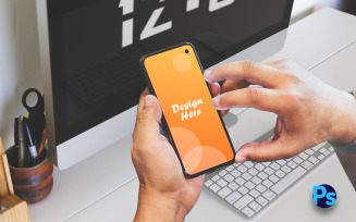 Mobile with Hand product mockup