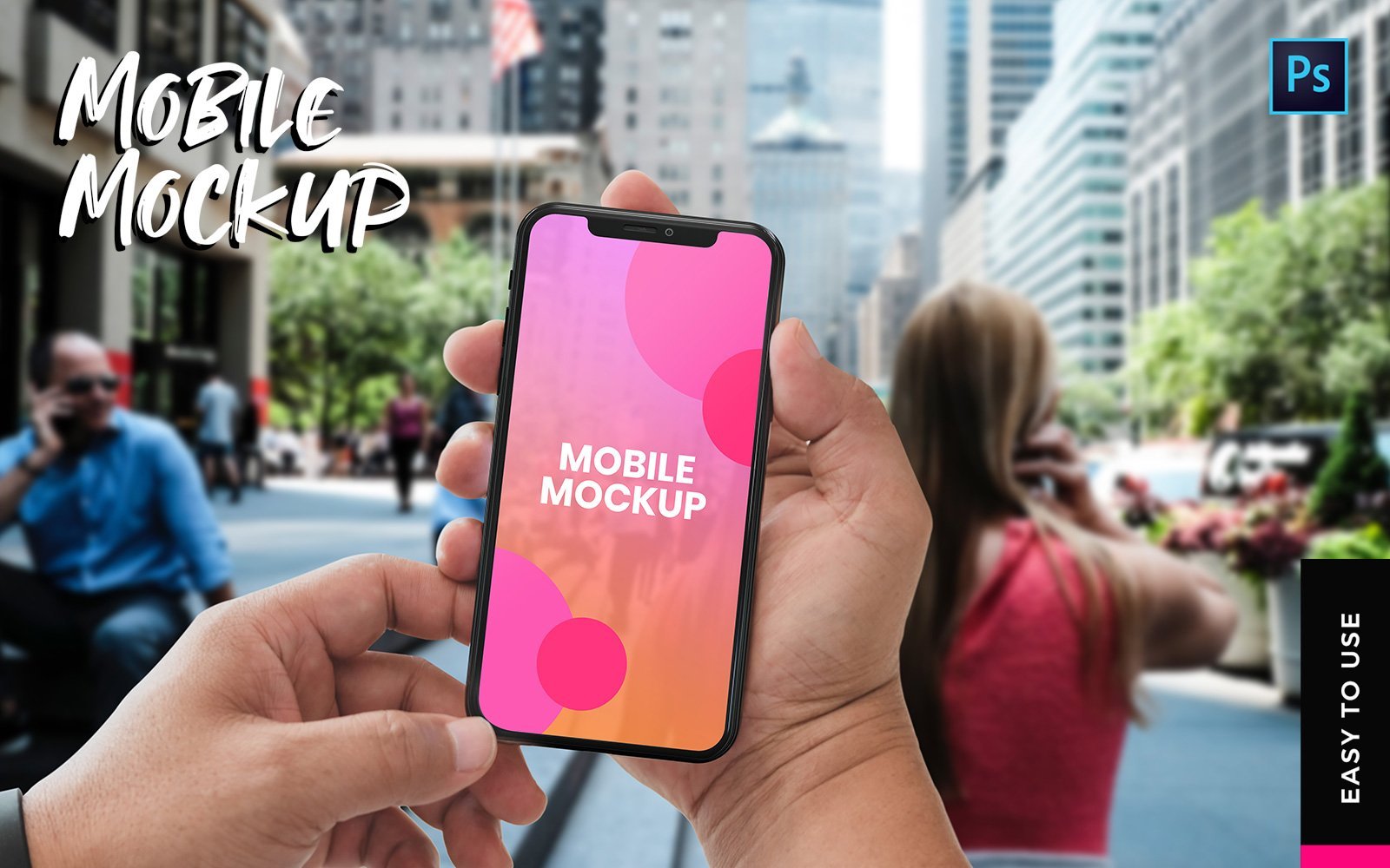 Download Mobile with Hand product mockup - Мокап для продукта на тему  графика