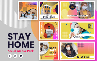 Stay Home Abstract Style Social Media Template