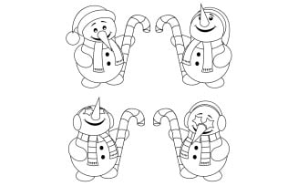 Little Snowman Line Art - Illustration