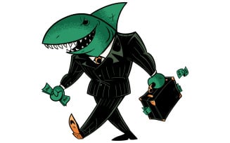 Business Shark Dark Suit 2 - Illustration