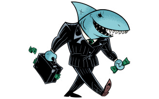 Business Shark Dark Suit - Illustration