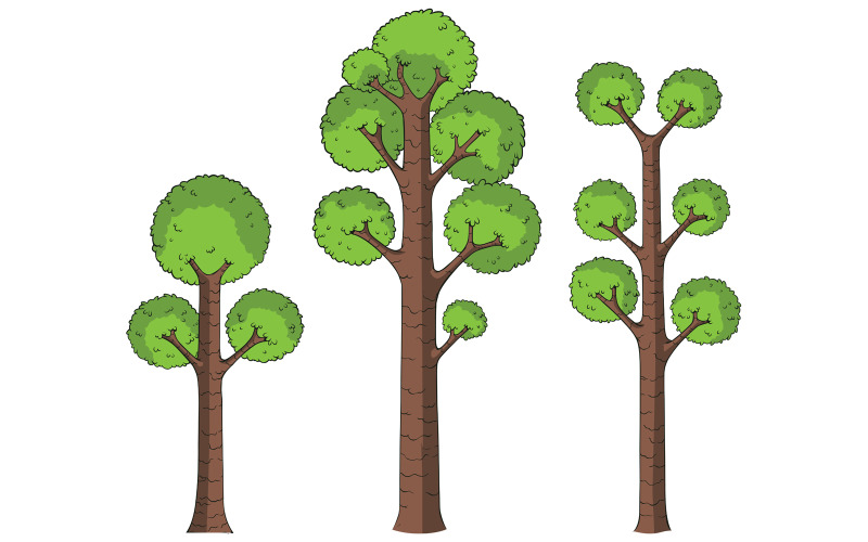 Cartoon Trees on White - Illustration
