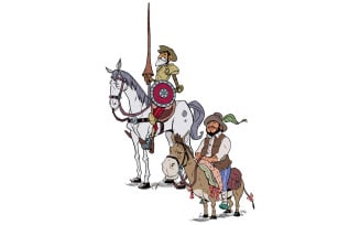 Don Quixote and Sancho Panza on White - Illustration