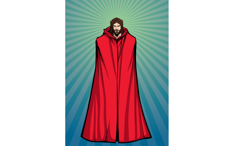 Jesus Superhero Standing Tall - Illustration