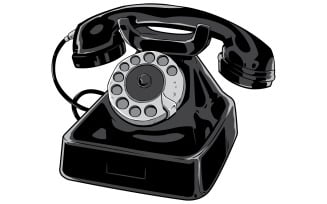 Old Phone on White - Illustration