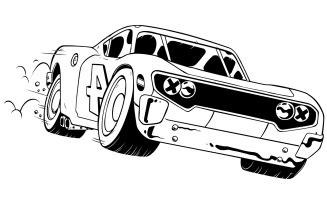 Race Car Line Art - Illustration