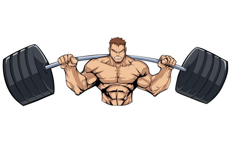 Bodybuilder Gym Mascot Grit - Illustration