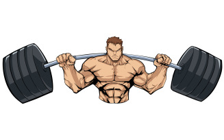 Bodybuilder Gym Mascot - Illustration