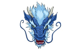 Chinese Dragon Head Blue - Illustration