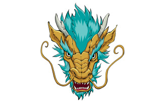 Chinese Dragon Head Gold - Illustration