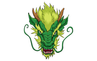 Chinese Dragon Head Green - Illustration