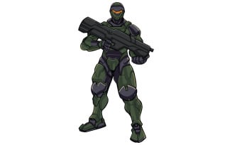 Futuristic Trooper Standing - Illustration