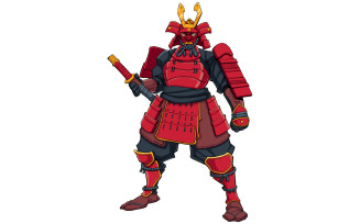 Samurai Warrior Red - Illustration