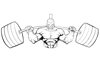 Spartan Gym Mascot Grit Line Art - Illustration