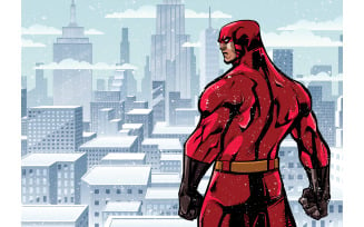 Superhero Back City Winter - Illustration